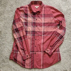 Burberry Brit pink, purple plaid button down shirt size medium